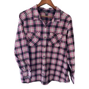 Eddie Bauer, Pink Plaid Flannel Button-Up Top (Size 2X)
